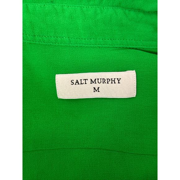 Salt Murphy Shirt Medium Mens Green Crepe Slim Fitted Long Sleeve Button Down - Picture 7 of 8